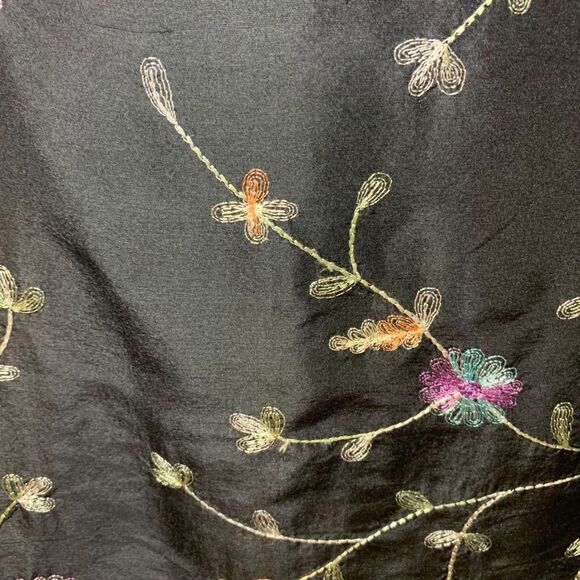 Anne Carson Womens Silk Sleeveless Floral Embroidered Top M Fairy Party Travel - Picture 3 of 6